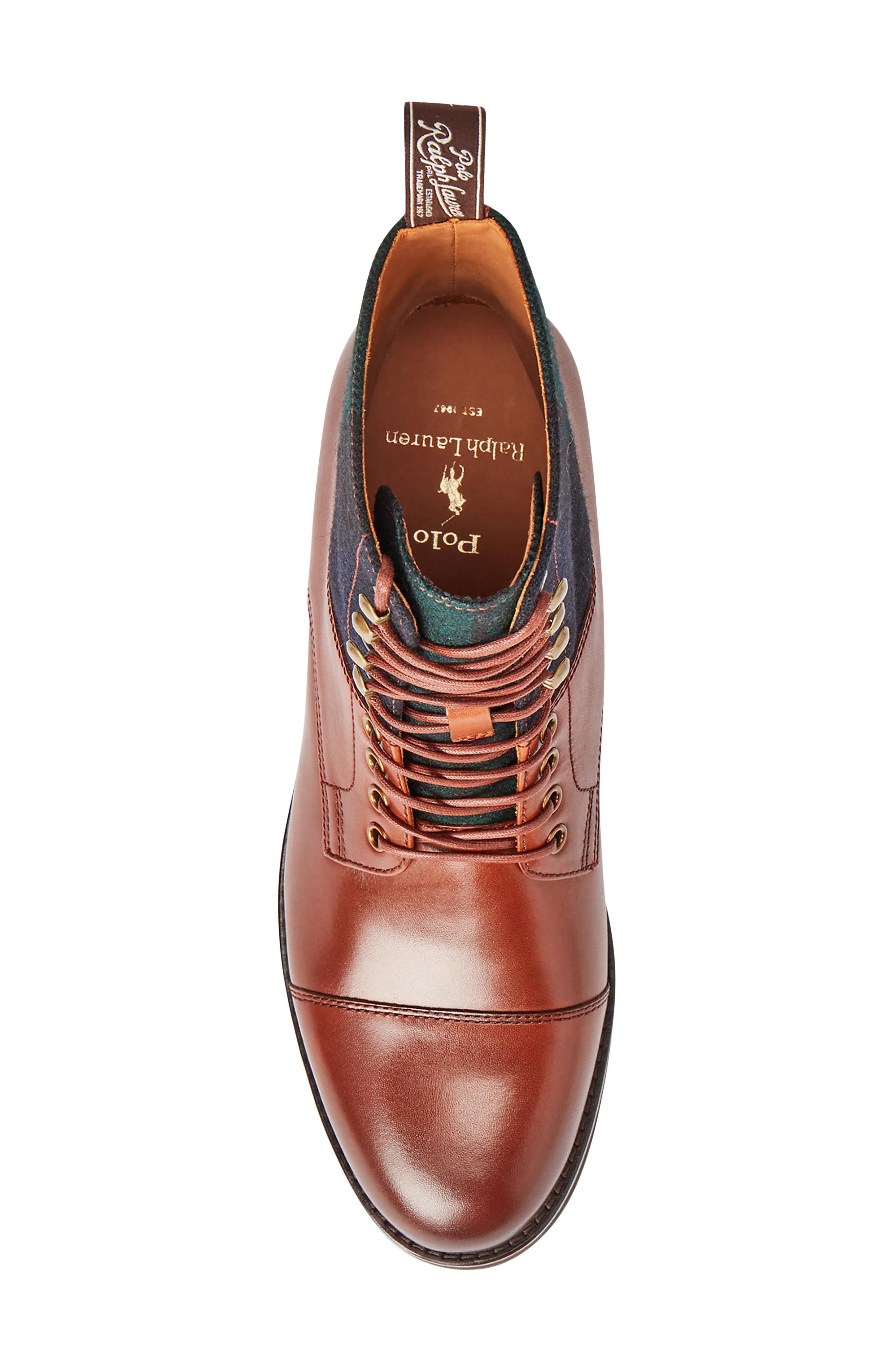 Polo Ralph Lauren Bryson Mixed Media Cap Toe Boot, Alternate, color, Polo Pale Russet / Black Multi