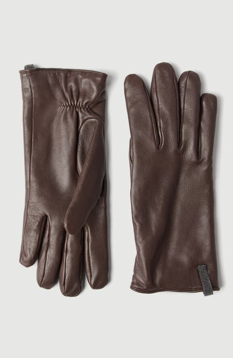 Nappa leather gloves with monili