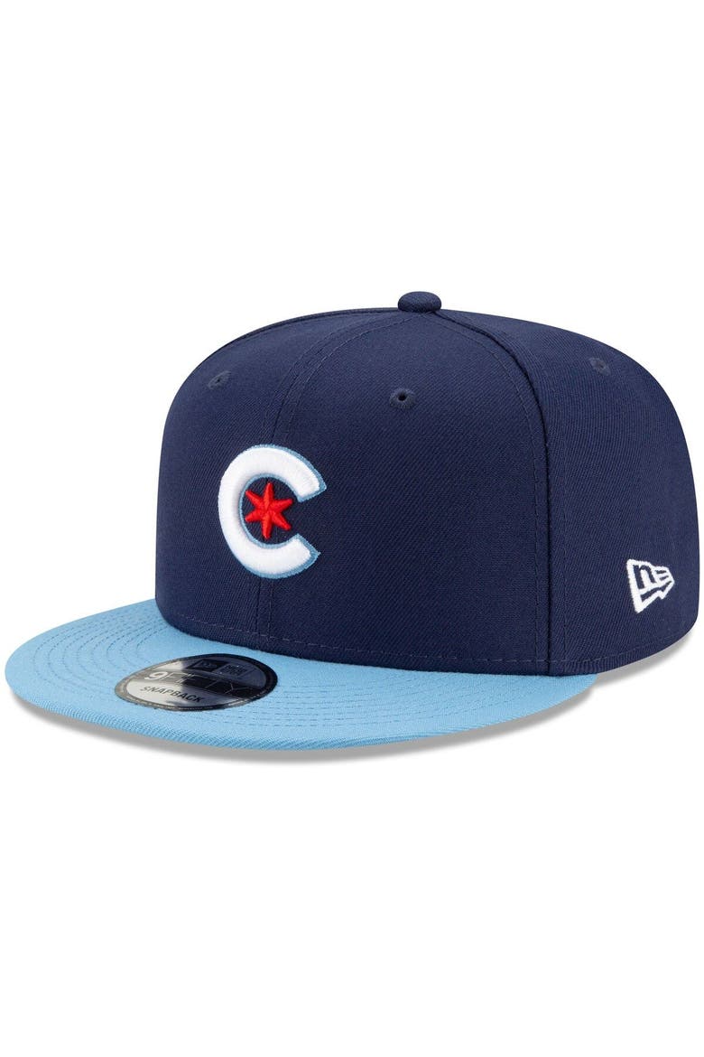 Men's New Era Navy/Light Blue Chicago Cubs 2021 City Connect 9FIFTY Snapback Adjustable Hat, Main, color, Navy