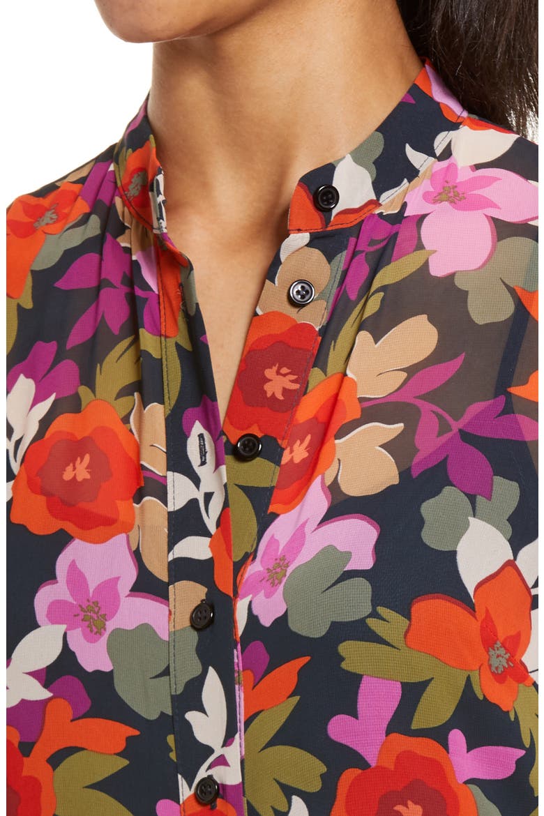 Bold Floral Long Sleeve Maxi Shirtdress, Alternate, color, DEEP NAVY/ FLAME