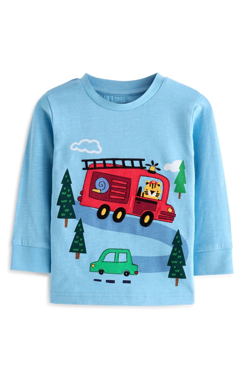 NEXT Kids' Fire Truck Appliqué Long Sleeve Cotton Graphic T-Shirt, Main, color,