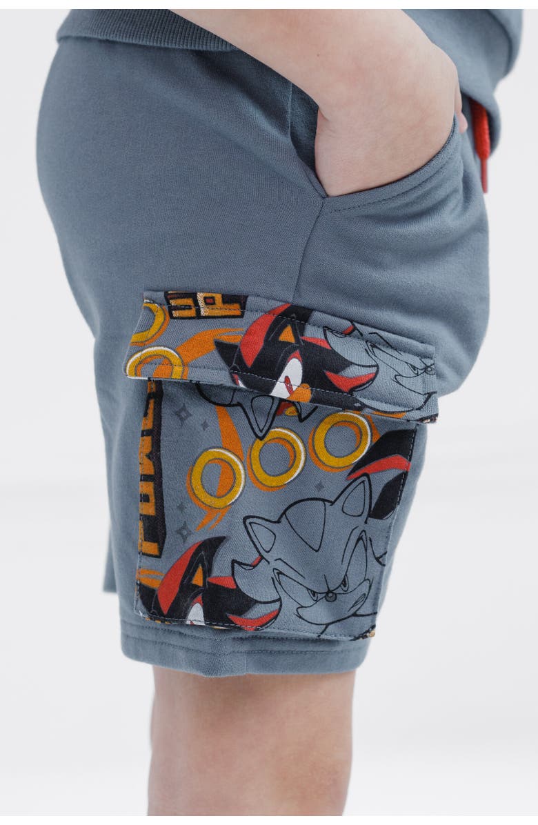 SEGA Sonic the Hedgehog Short Sleeve Hoodie & Shorts Set, Alternate, color, Gray Shadow Chaos Control