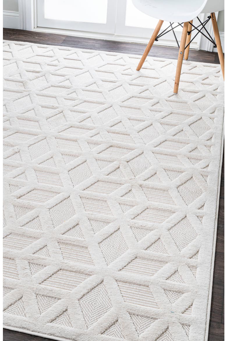 Talaia Neutral Geometric Indoor/Outdoor Area Rug, Alternate, color, Ivory