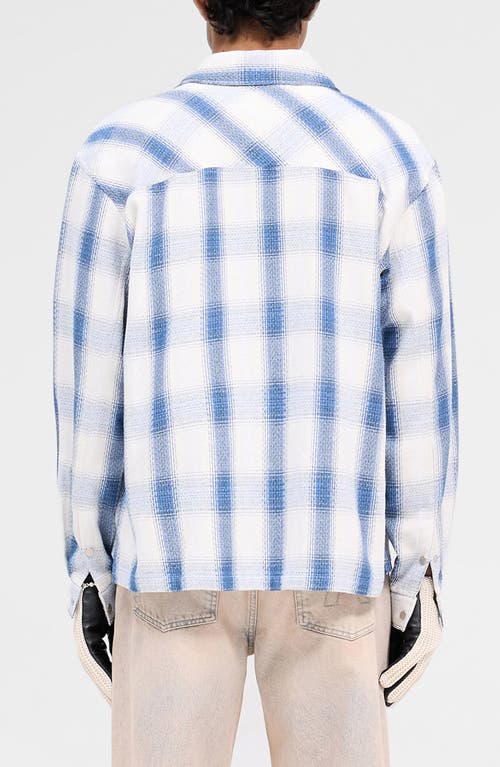 Represent Blue Shirt With Classic Collar And All-over Check Motif In Mid Blue