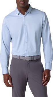 Mizzen+Main Halyard Trim Fit Solid Textured Knit Button-Up Shirt
