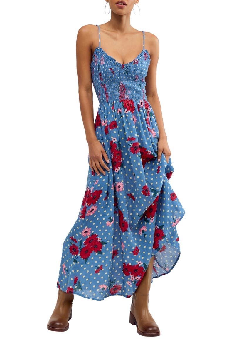 Sweet Nothings Floral Print Sleeveless Maxi Sundress, Alternate, color, BLUE COMBO