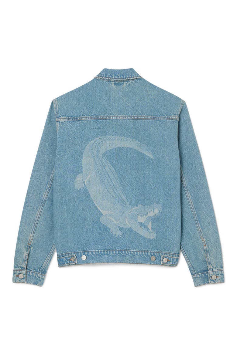 Crocodile Logo Denim Jacket, Alternate, color, WASHED BLEACH