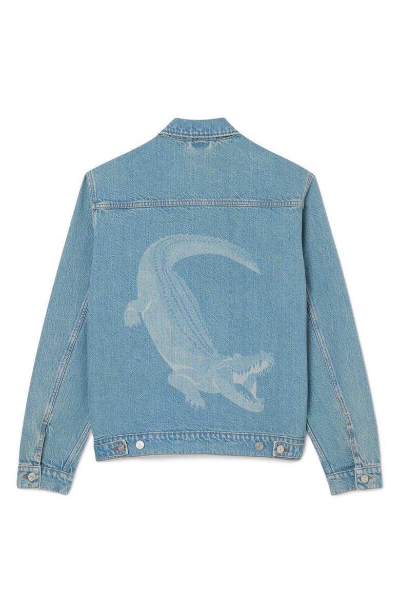 Lacoste Crocodile Logo Denim Jacket, Alternate, color, Washed Bleach