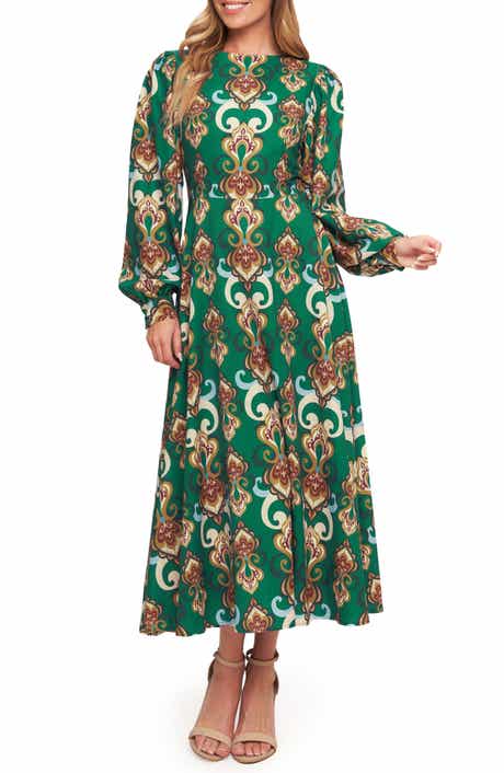 Long Sleeve Open Back Midi Dress