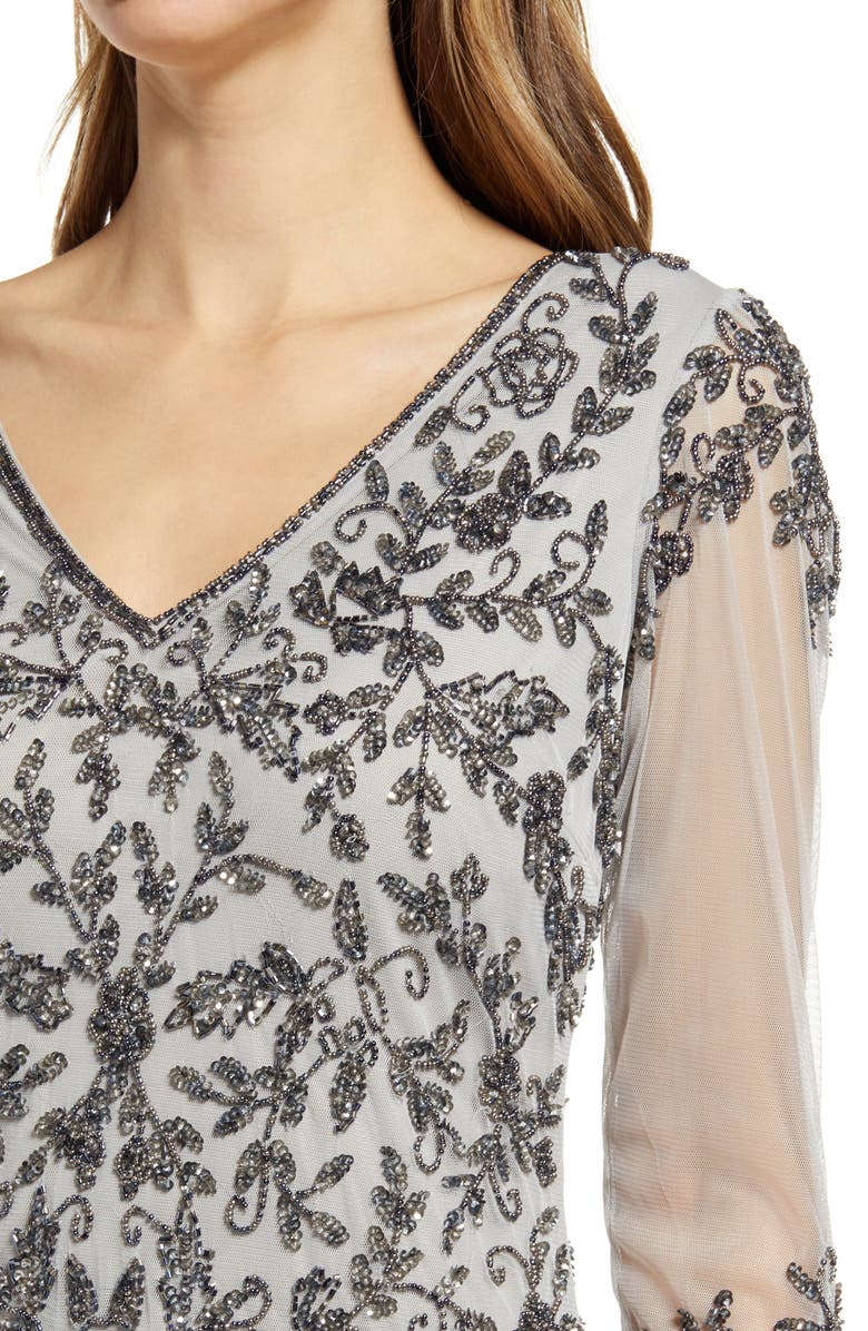 Pisarro Nights Beaded V-Neck A-Line Gown, Alternate, color,