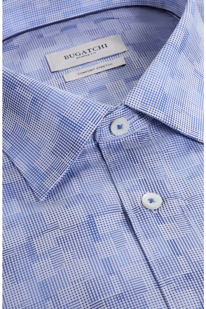 Julian Shaped Fit Geo Pattern Stretch Cotton Dobby Button-Up Shirt, Alternate, color, COBALT