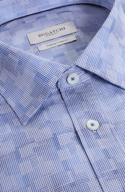 Bugatchi Julian Shaped Fit Geo Pattern Stretch Cotton Dobby Button-up Shirt In Blue