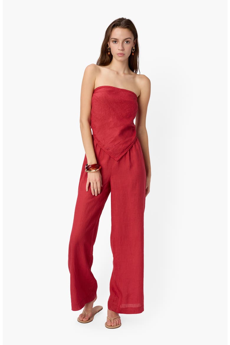 Gael Strapless Handkerchief Hem Linen Blend Camisole, Alternate, color, HUCKLEBERRY