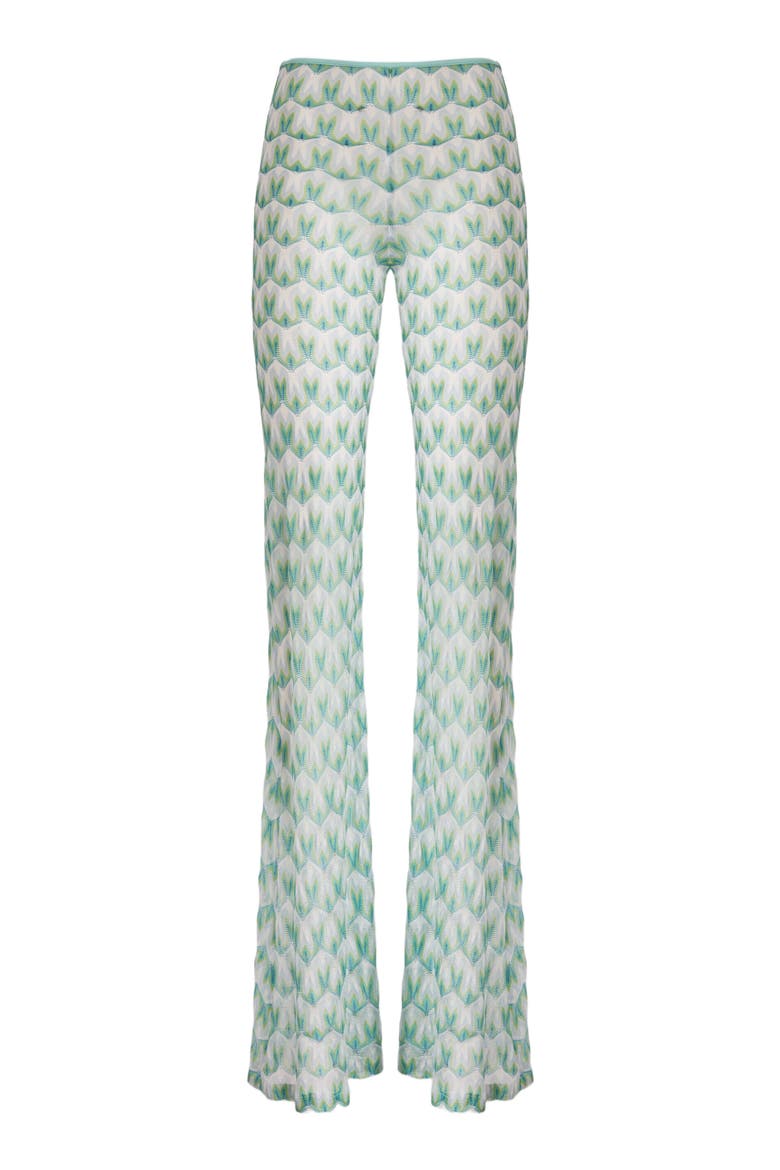 Flared Trousers In Floral-pattern Viscose, Alternate, color, Green Multi
