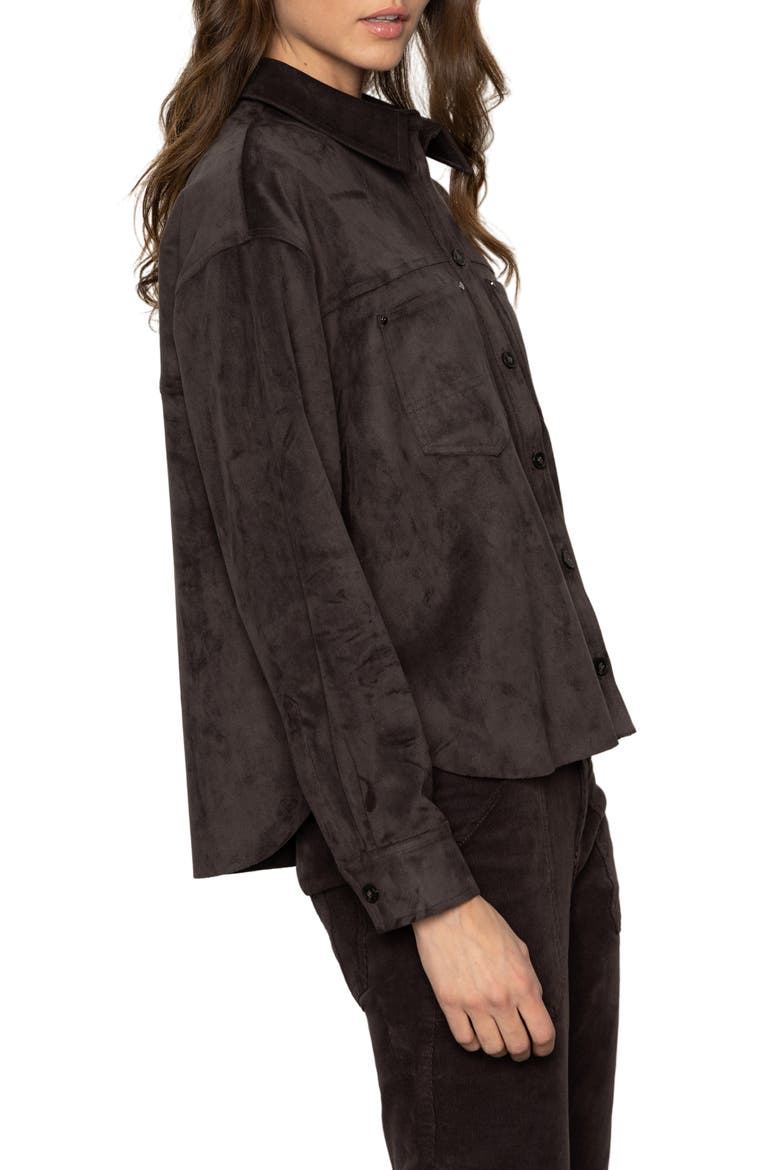Ivy Faux Suede Long Sleeve Button-Up Shirt, Alternate, color, SEMI SWEET