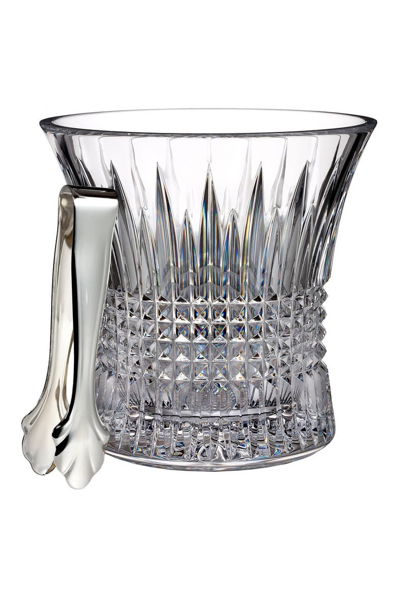 'Lismore Diamond' Lead Crystal Ice Bucket & Tongs, Main, color, CLEAR