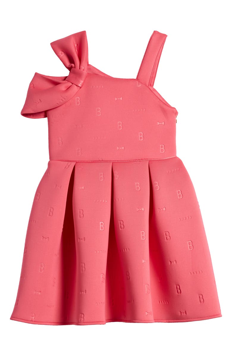 Baker by Ted Baker Kids' Shoulder Bow Scuba Crepe Dress, Main, color, Pink