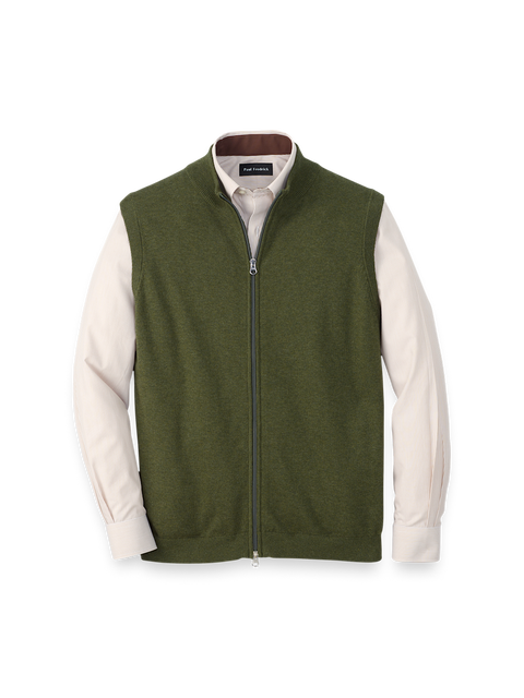 Cotton Full Zip Mock Neck Vest