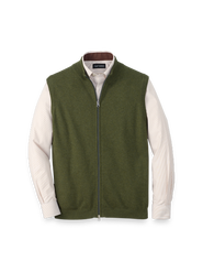 Paul Fredrick Cotton Full Zip Mock Neck Vest