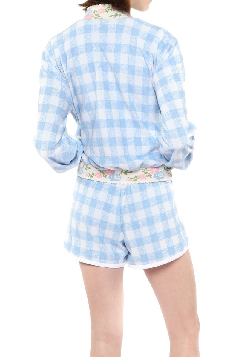 Anna Sui Gingham Terry Jacket, Alternate, color, Baby Blue