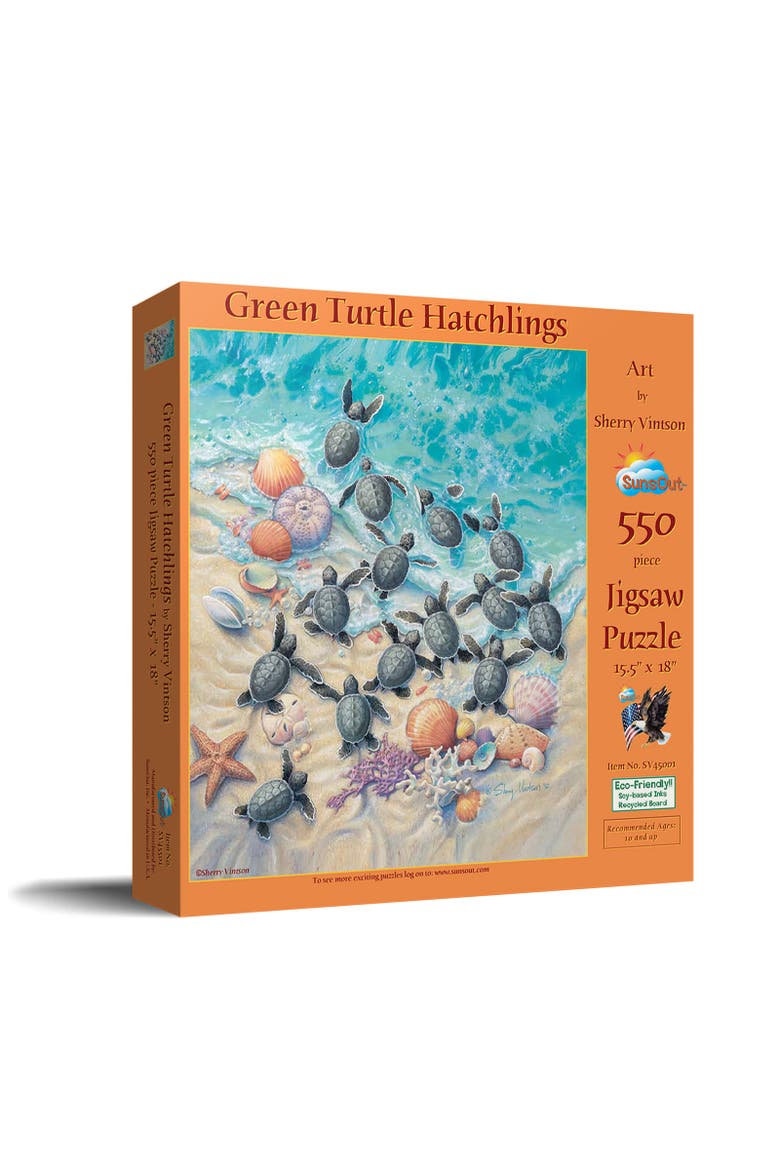 Green Turtle Hatchlings 550 piece Jigsaw Puzzle for Adults, Main, color, Multicolor
