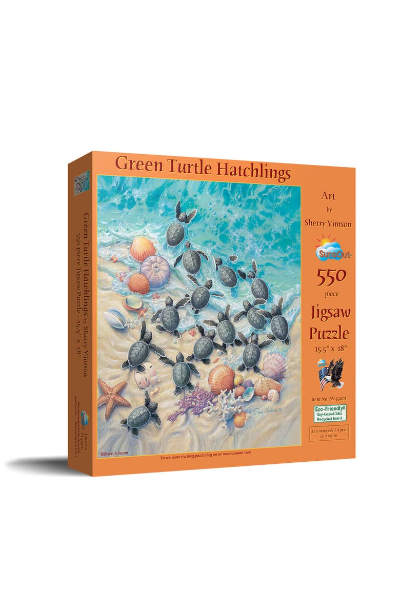 Sunsout Green Turtle Hatchlings 550 piece Jigsaw Puzzle for Adults, Main, color, Multicolor