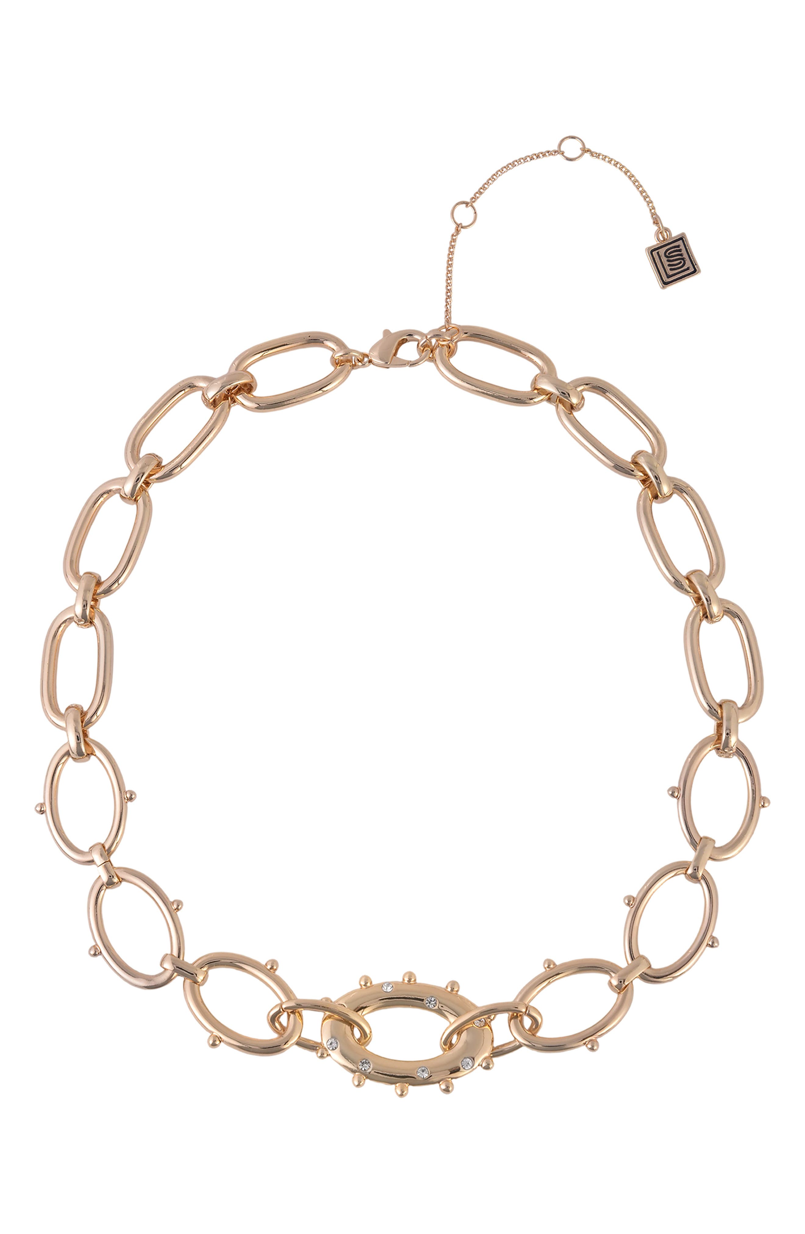 Laundry by Shelli Segal Crystal Textured Oval Link Bracelet