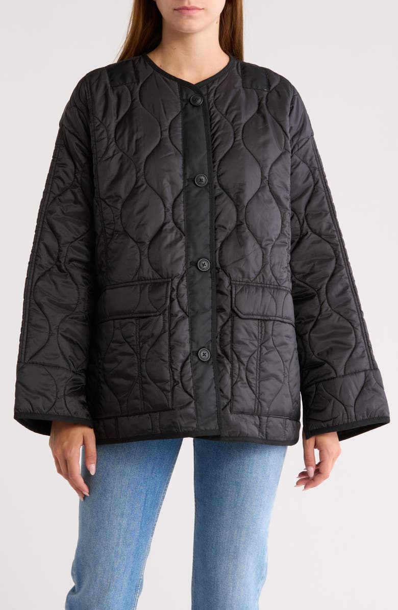 Hudson Jeans Oversized Liner Jacket, Main, color, Black