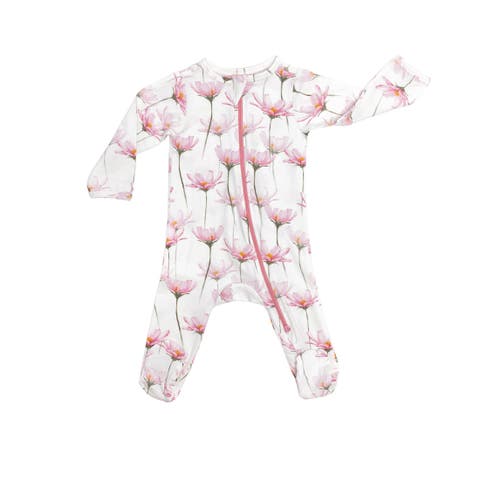 Organic Cotton Zip Footie in Pink Petals