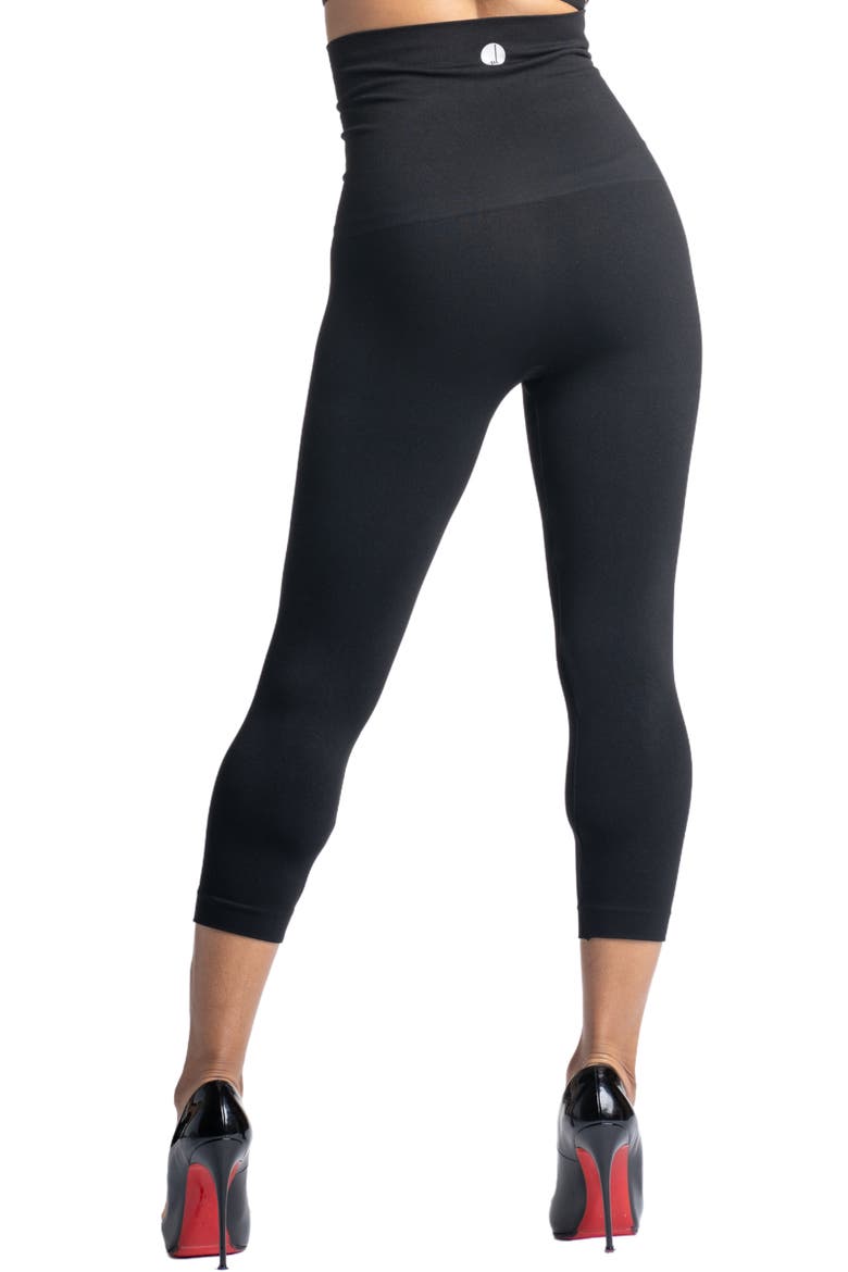 Snapback High Waist Crop Postpartum Leggings, Alternate, color, BLACK