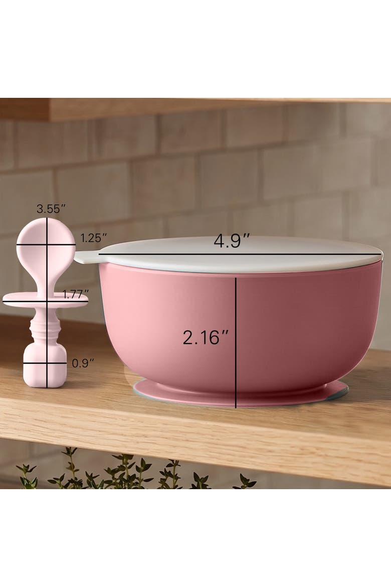 Silicone Baby Feeding Set with Suction Bowls & Spoons, 4-Piece, Alternate, color, Pastel Pink