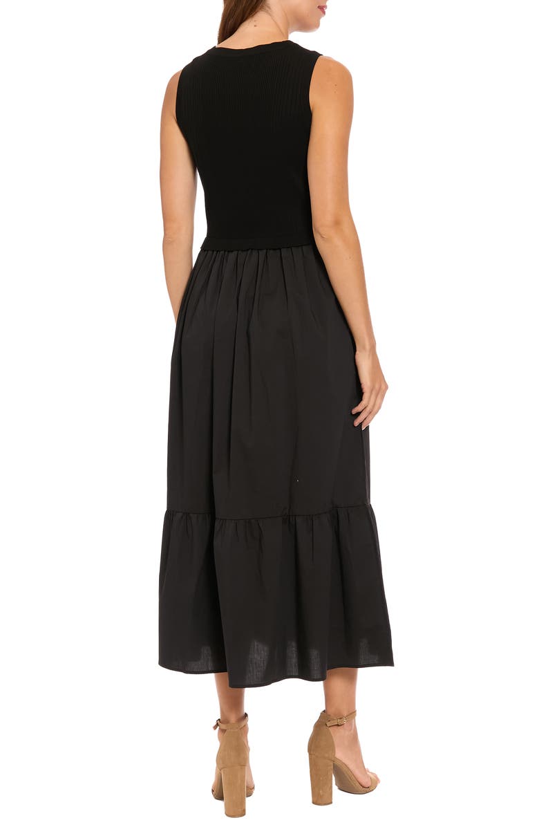 London Times Mixed Media Maxi Dress, Alternate, color, Black