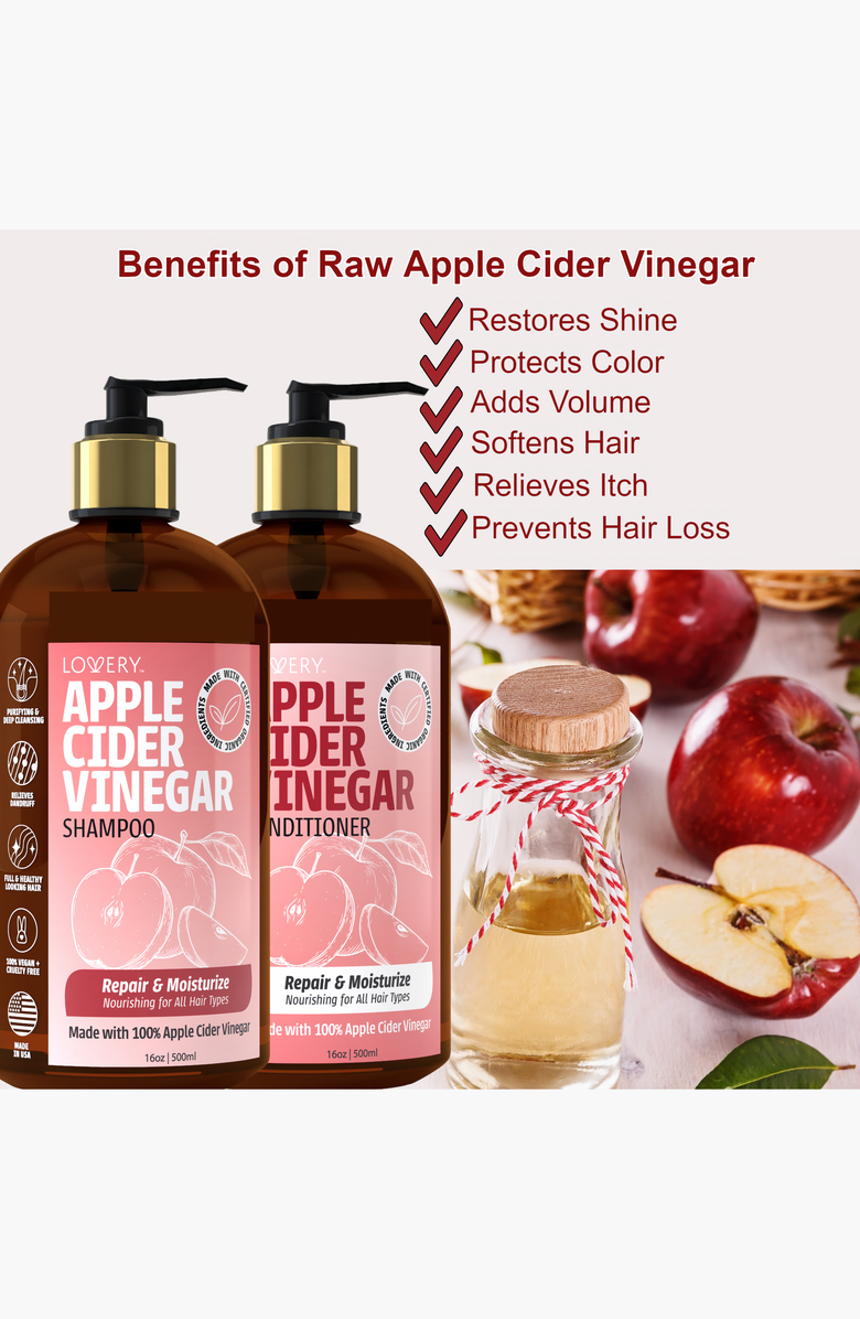 Lovery Apple Cider Vinegar Shampoo and Conditioner Gift Set, Alternate, color, Red