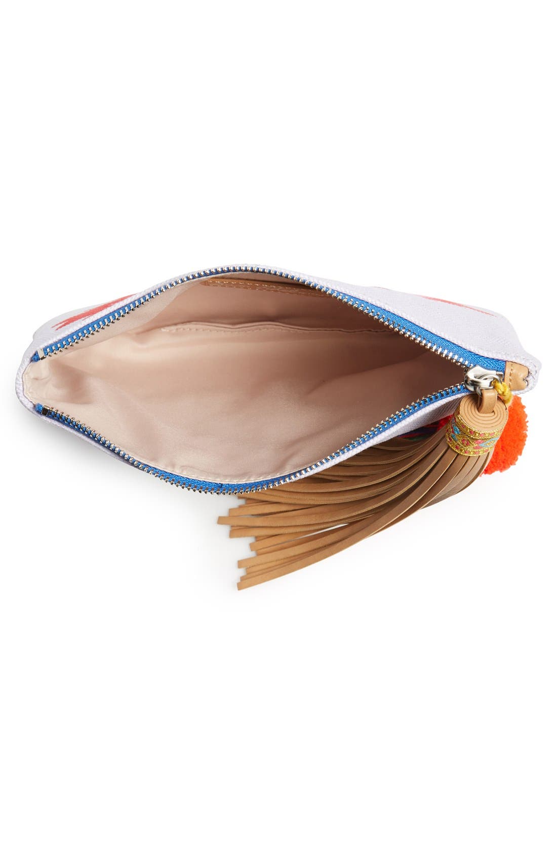 'Carine' Tassel Zip Clutch, Alternate, color, BLUE