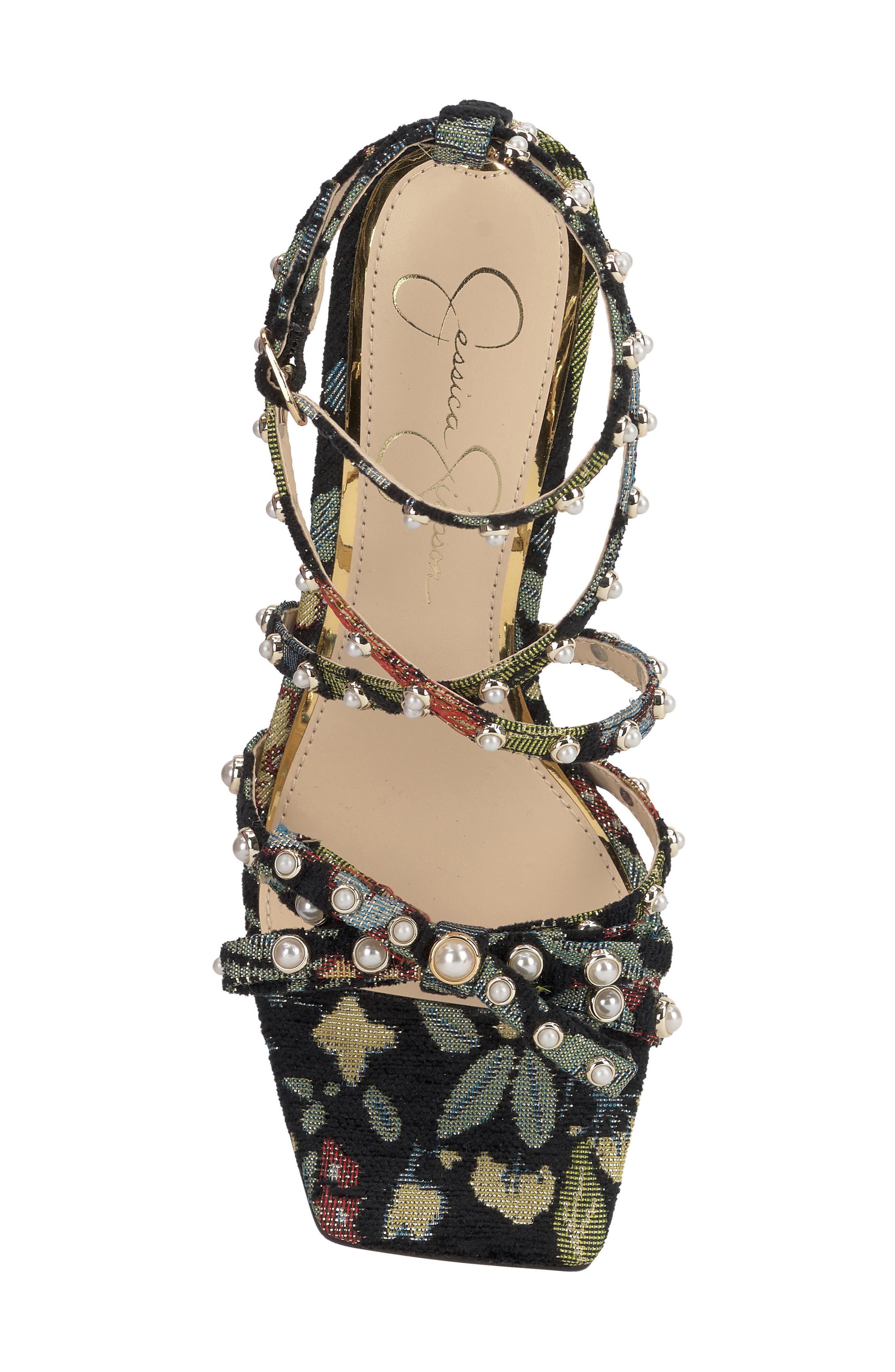 Jessica Simpson Loelva Studded Strappy Sandal, Alternate, color, Black Multi