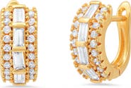 STEELTIME 18k Gold Plated Baguette Huggie Hoop Earrings