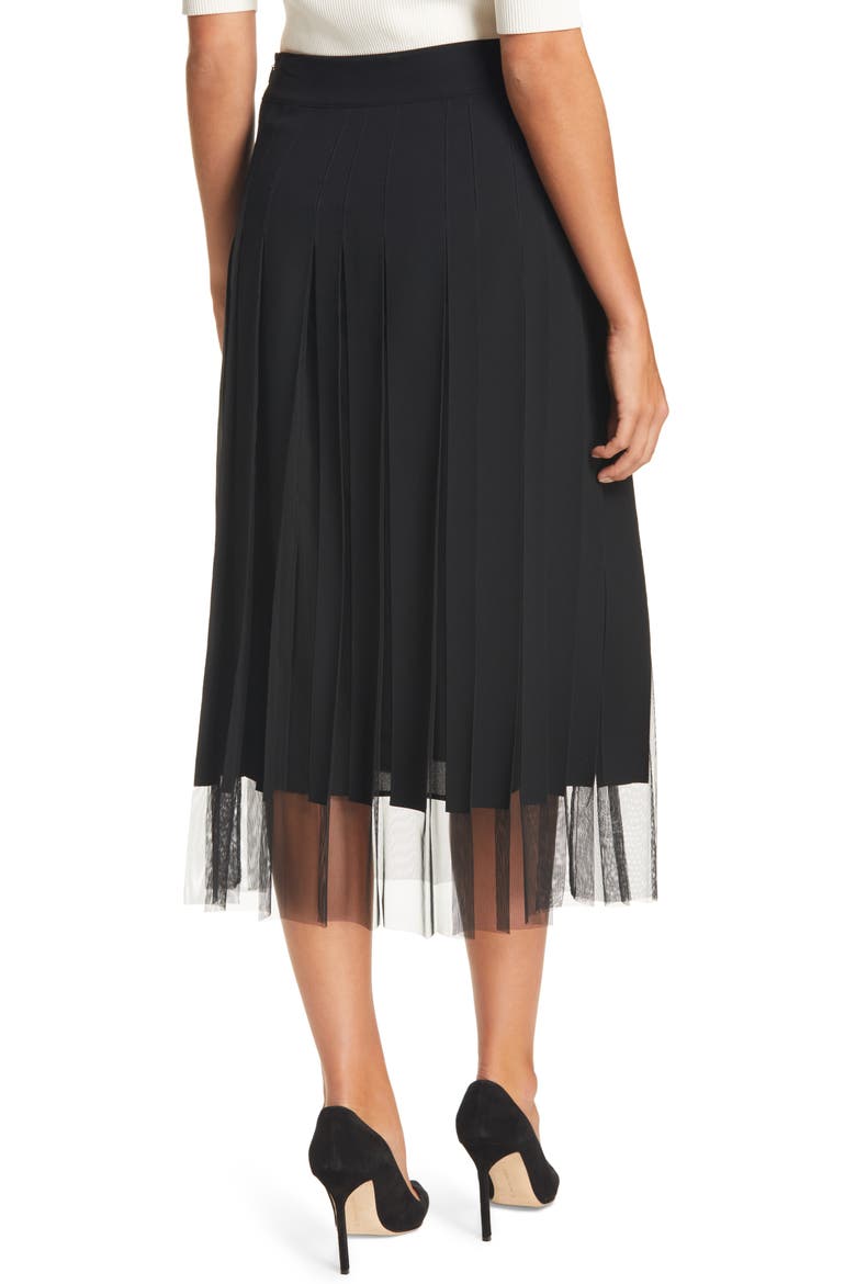Voby Tulle Godet Pleated Skirt, Alternate, color, BLACK