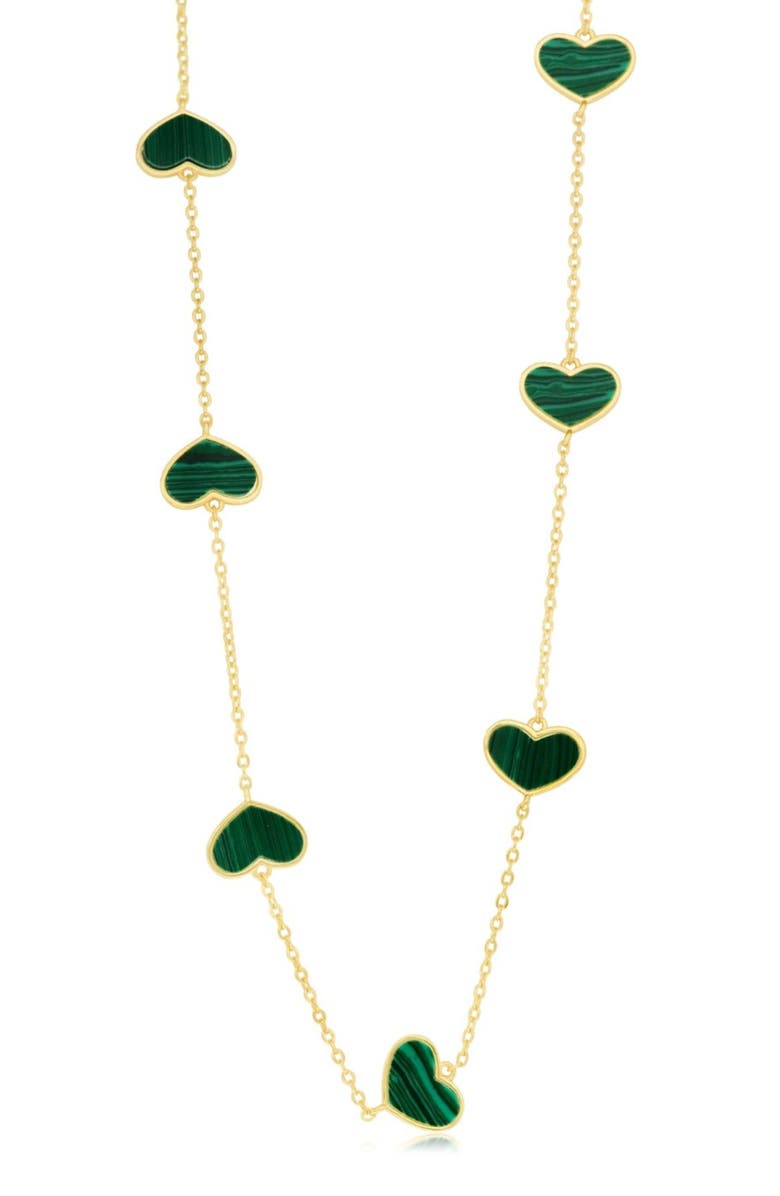 SHYMI Enamel Heart Station Necklace, Main, color, Green