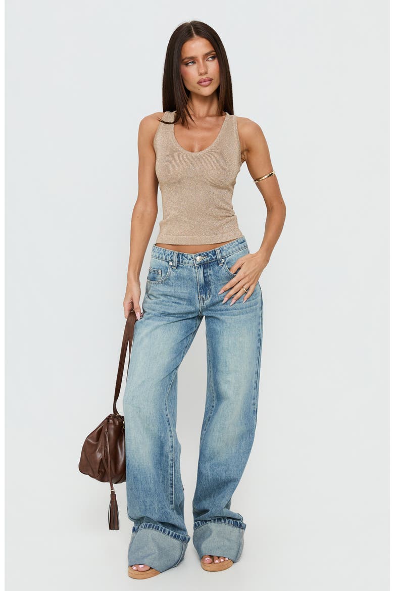 How to Live Scoop Neck Glitter Tank Top, Main, color, GOLD GLITTER
