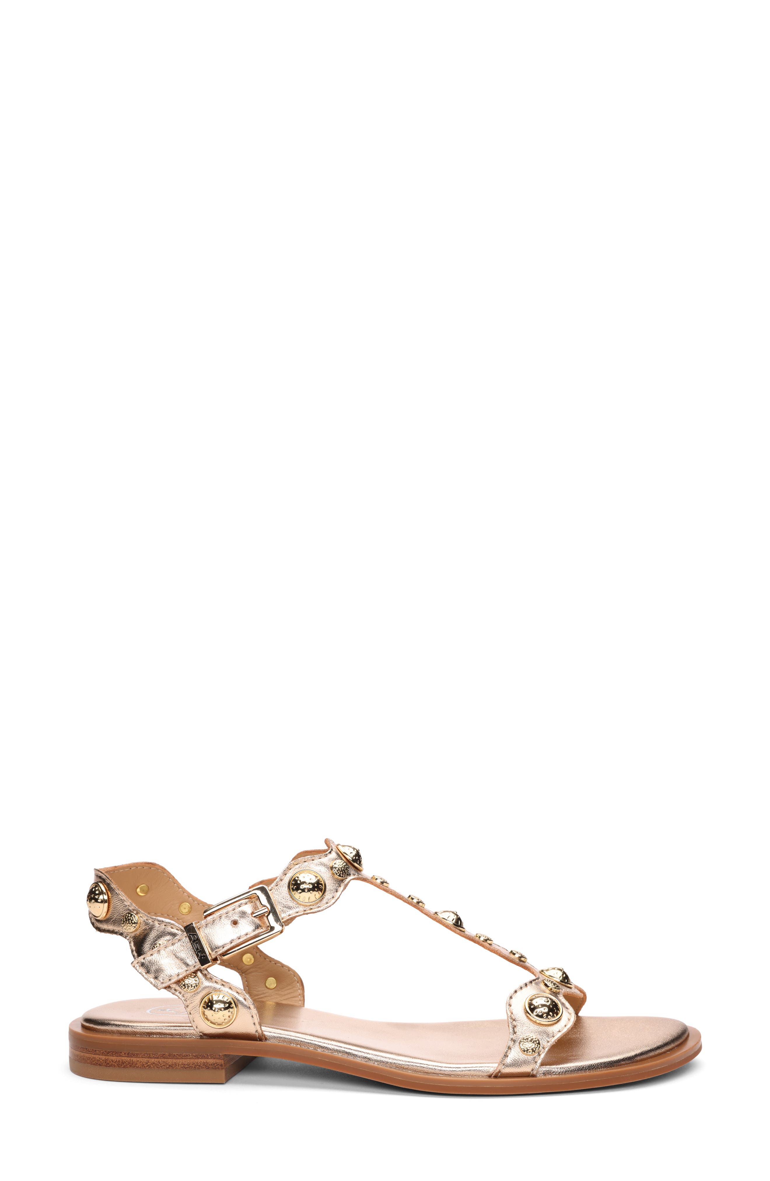 Phanny Metallic Studded Ankle Strap Sandal, Alternate, color, MEKONG GOLD