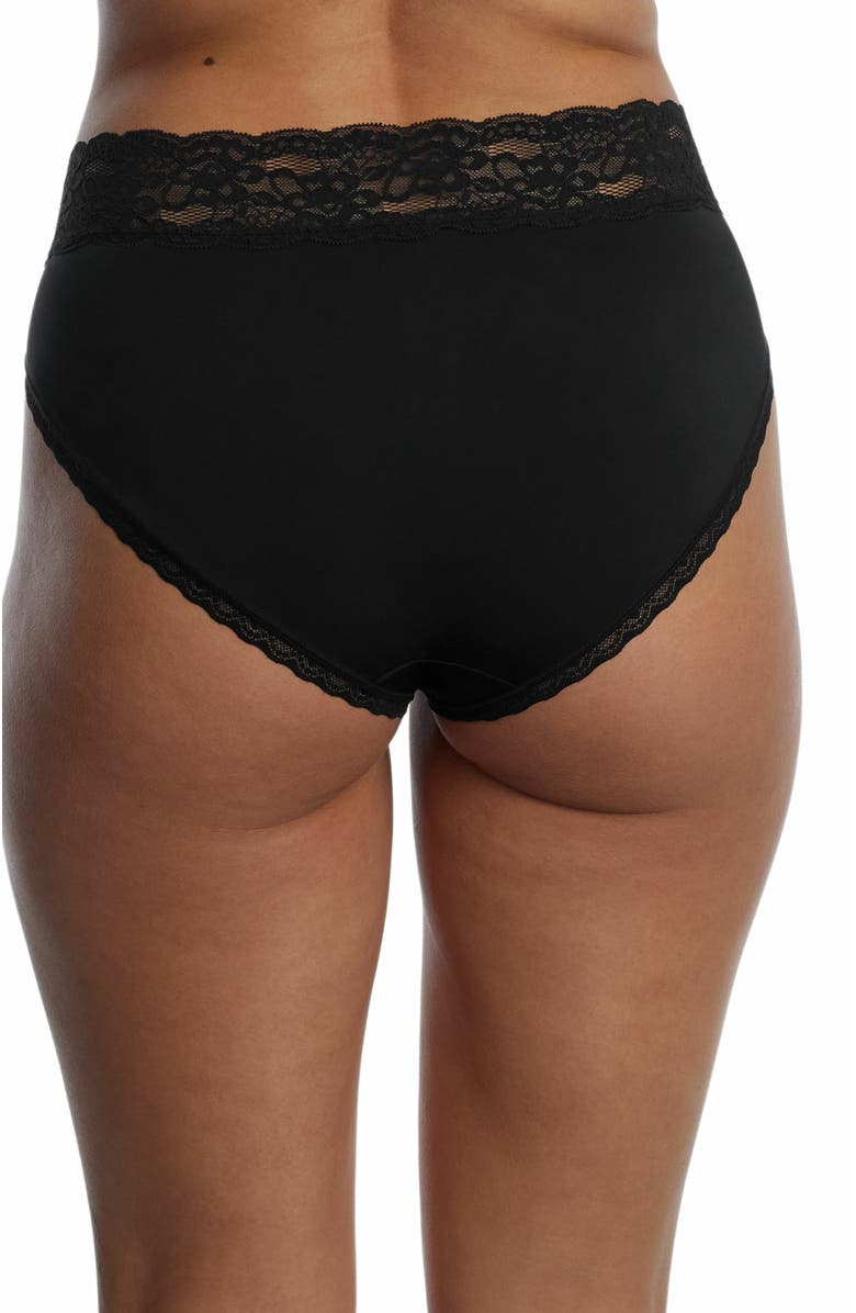 Skarlett Blue Goddess Lace Trim French Cut Brief, Alternate, color, Black