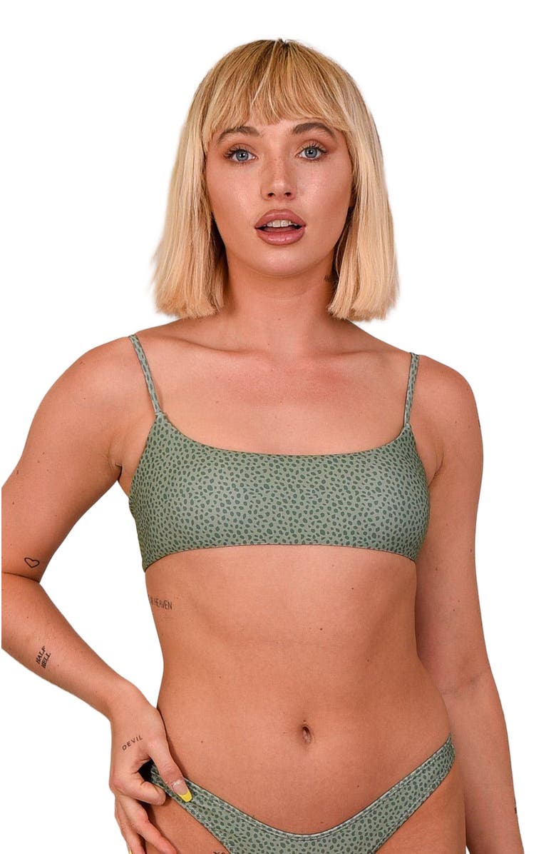 OOSC Sahara Sage Lace up Crop Bikini Top, Alternate, color, Sage