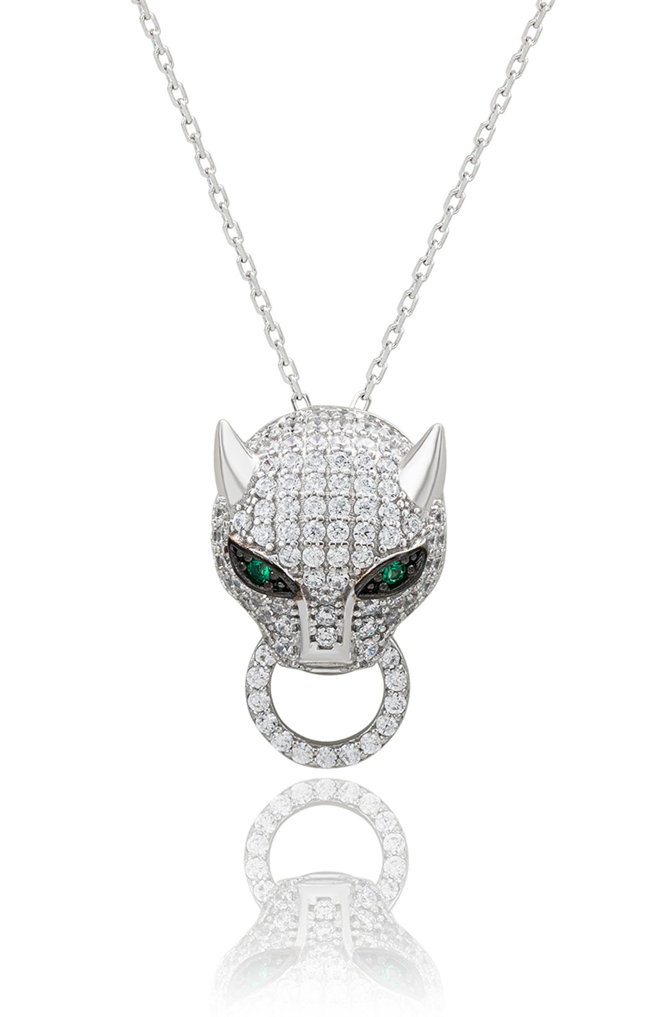 SUZY LEVIAN Pavé Cubic Zirconia Panther Ring Pendant Necklace