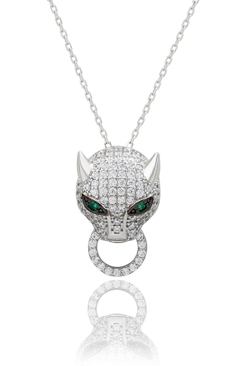 SUZY LEVIAN Pavé Cubic Zirconia Panther Ring Pendant Necklace, Main, color, Silver/ Cubic Zirconia