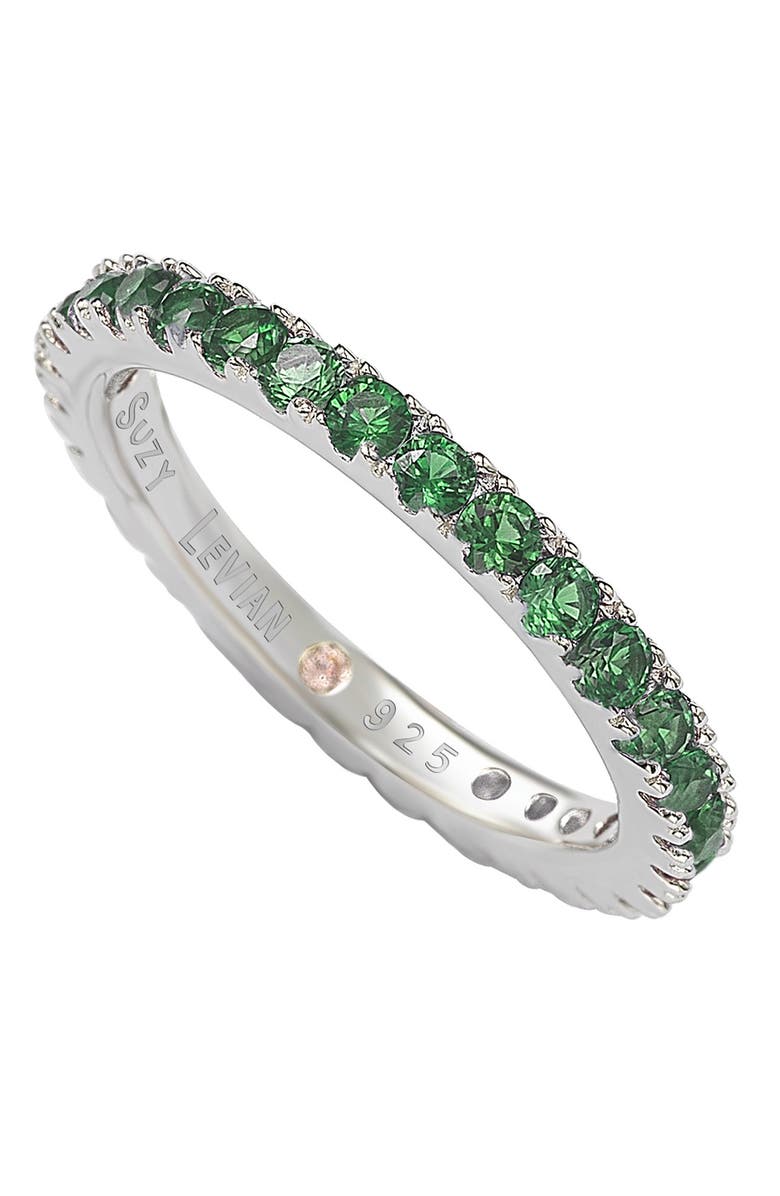 SUZY LEVIAN Sterling Silver Green CZ Eternity Band Ring, Main, color, Green