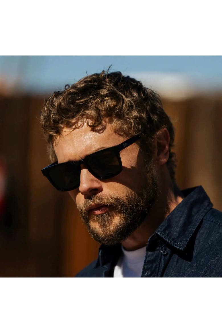 Maverick - 52mm Square Polarized Sunglasses, Alternate, color, Black