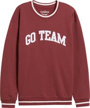 GOLDEN HOUR Go Team Embroidered Relaxed Fit Cotton Blend Sweatshirt