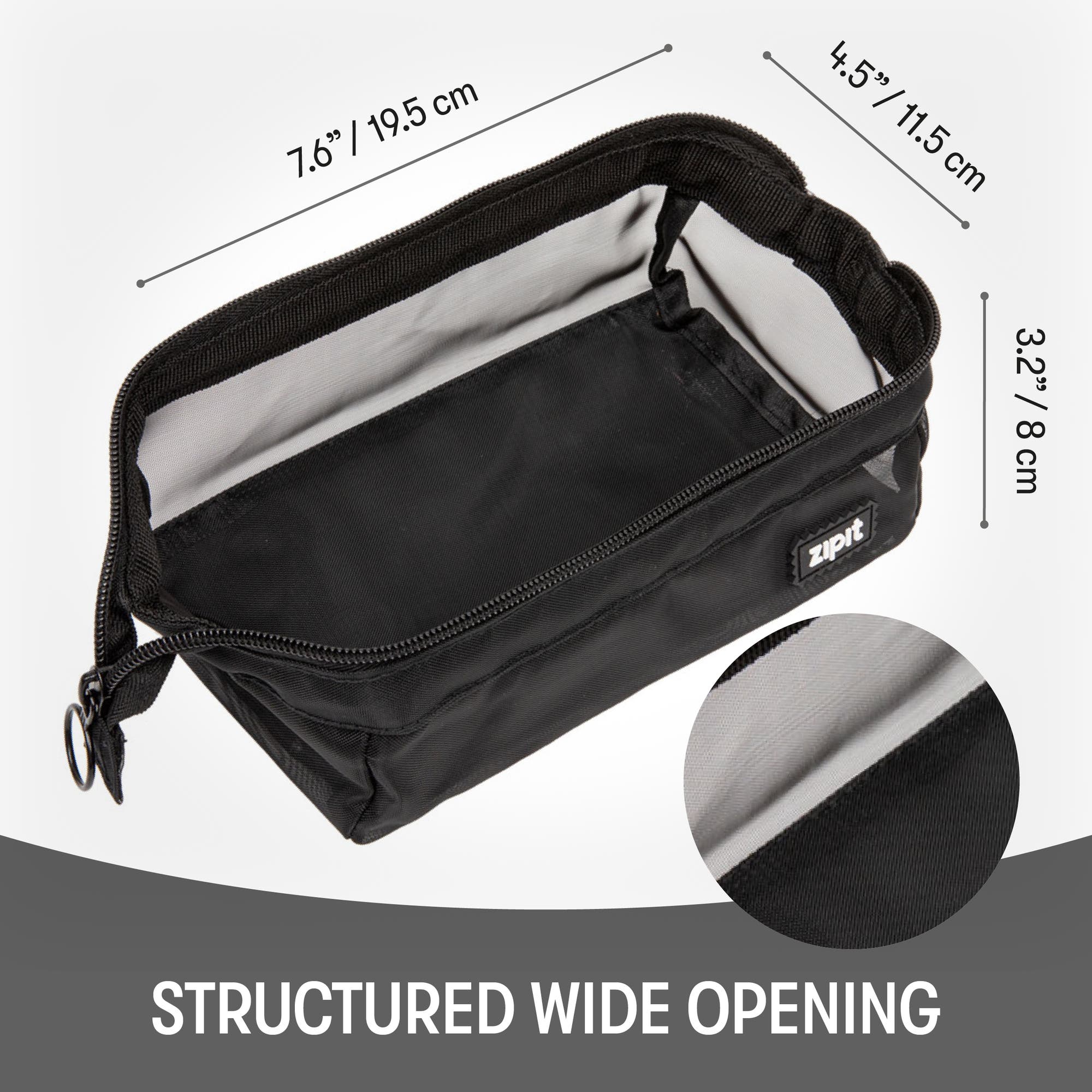 ZIPIT Lenny Pencil Case, Mesh Black, Large Storage Capacity Zipper Pouch, Alternate, color, Black