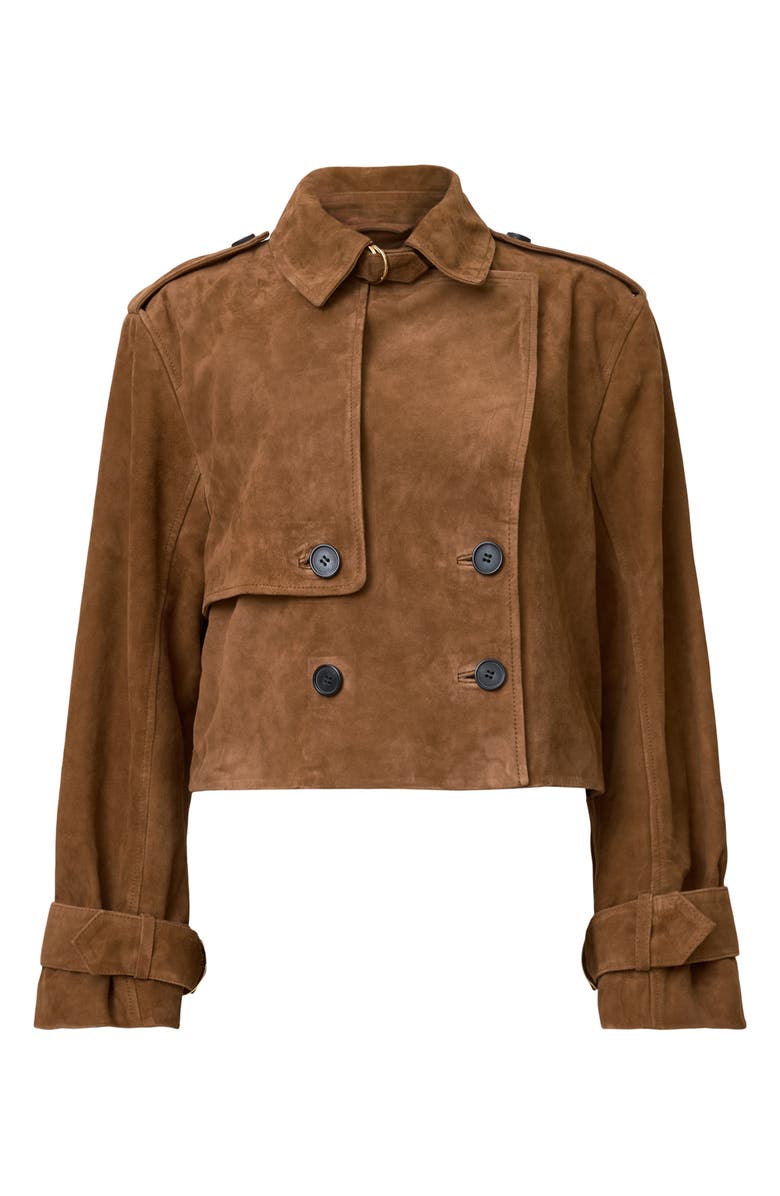 AllSaints Hendry Suede Crop Trench Coat, Alternate, color, 