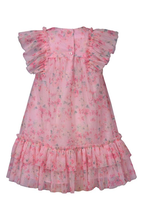 Iris & Ivy Kids' Floral Tiered Mesh Party Dress In Pink Floral